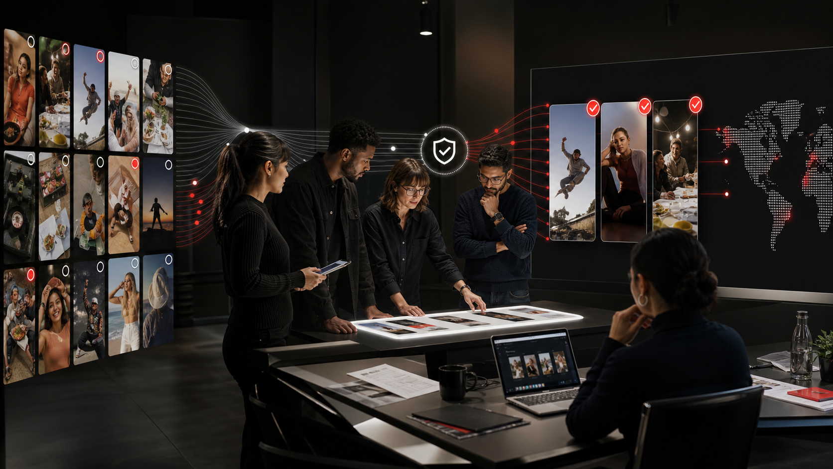 Global brand team moving creator videos through discovery, human review and authorized paid activation